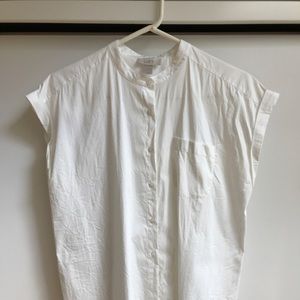 High neck, high-low blouse